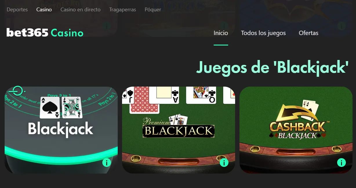 blackjack casinos españa bet365
